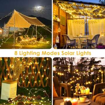 Extra-Long 144FT Solar Christmas Lights for Outside, 2 Pack 400LED Solar String Lights Outdoor, Waterproof Copper Wire with 8 Modes Twinkle Fairy Lights for Tree Garden Party Xmas Decor (Warm White)