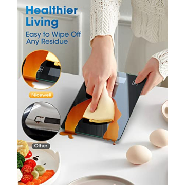 Nicewell Food Scale Digital Weight Grams and oz, 22lb Kitchen Scale for Cooking Baking, 1g/0.1oz Precise Graduation, Sleek Tempered Glass Platform (Black)