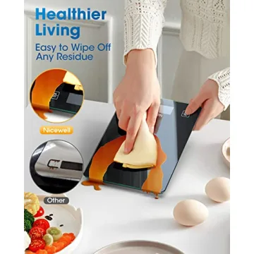 Nicewell Food Scale Digital Weight Grams and oz, 22lb Kitchen Scale for Cooking Baking, 1g/0.1oz Precise Graduation, Sleek Tempered Glass Platform (Black)