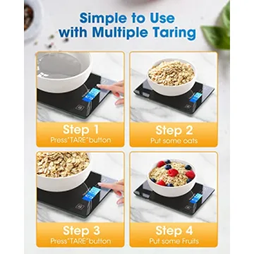 Nicewell Food Scale Digital Weight Grams and oz, 22lb Kitchen Scale for Cooking Baking, 1g/0.1oz Precise Graduation, Sleek Tempered Glass Platform (Black)