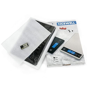 Nicewell Food Scale Digital Weight Grams and oz, 22lb Kitchen Scale for Cooking Baking, 1g/0.1oz Precise Graduation, Sleek Tempered Glass Platform (Black)