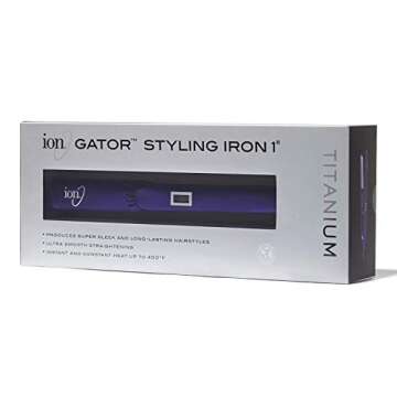 ion Titanium Gator Digital Flat Iron, 1 inch, Straighten, Curl, or Flip Hair, Heats up to 450°F, Digital Display, Dual Voltage