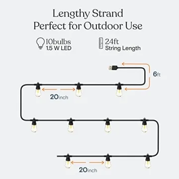 Brightech Ambience Pro USB String Lights - 24 Ft Waterproof