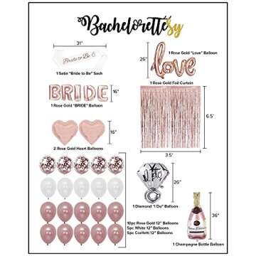 Bachelorettesy 28pc Bachelorette Party Decorations Kit for Bride to Be, Bridal Shower Decorations, E...
