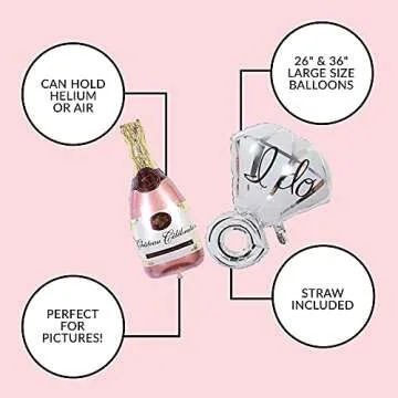 Bachelorettesy 28pc Bachelorette Party Decorations Kit for Bride to Be, Bridal Shower Decorations, Engagement Party – Balloons, Sash, Foil Backdrop Curtain (Rose Gold)