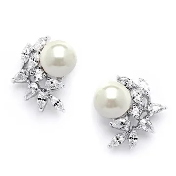 Mariell Pearl & Marquise CZ Crystal Clip-On Wedding Earrings - Luxe Bridal Jewelry