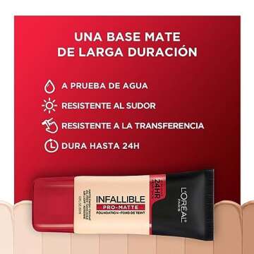 L'Oreal Paris Makeup Infallible Pro-Matte Liquid Longwear Foundation, 105 Natural Beige, 1 fl; oz.