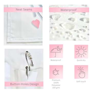 Girl Power 24/7 Be Unstoppable! Cute Shower Curtain with Inspirational Quotes - Motivational Bathroom Decor, Easy Care, Reinforced Buttonholes, for Showers, Stalls & Bathtubs 71" W x 74" H