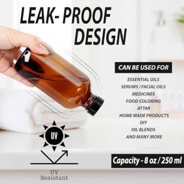 8 oz Amber Glass Boston Bottles with Airtight Caps