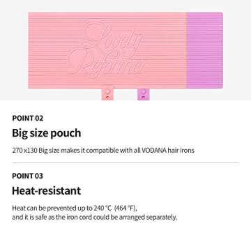 VODANA Professional GlamWave Ceramic Curling Iron White 1.6inch(40mm) + Heat Resistant Pad/Mat Pouch 240 Pink