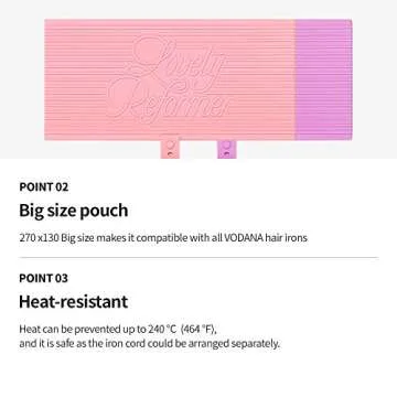 VODANA Professional GlamWave Ceramic Curling Iron White 1.6inch(40mm) + Heat Resistant Pad/Mat Pouch 240 Pink