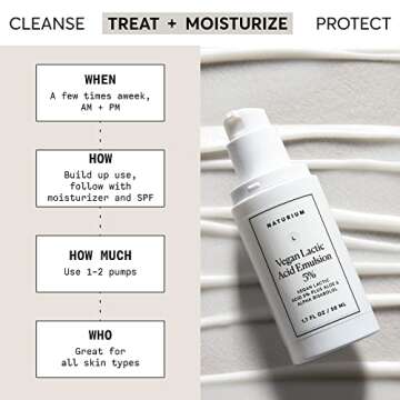 Naturium Vegan Lactic Acid Emulsion 5% Plus Aloe & Alpha Bisabolol, Aging Skin Treatment, 1.7 oz