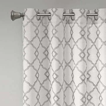 Grove Stylish Fretwork Decor Window Curtains 50x84 Grey