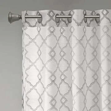 Grove Stylish Fretwork Decor Window Curtains 50x84 Grey