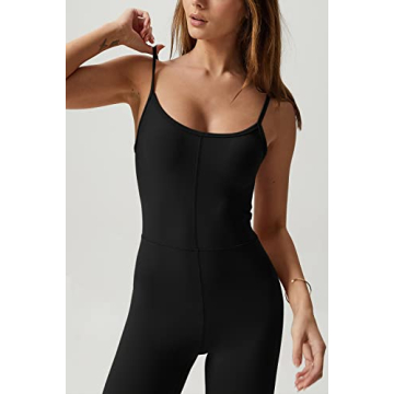 QINSEN Black Jumpsuit Women Sleeveless Backless Flare Leggings