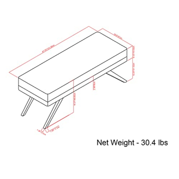 SIMPLIHOME Chanelle Wide Mid Century Ottoman Bench