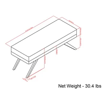 SIMPLIHOME Chanelle Wide Mid Century Ottoman Bench