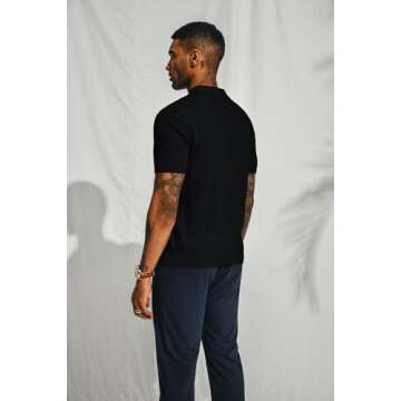 PJ PAUL JONES Mens Casual Knit Polo Short Sleeve Texture Polo Shirts Breathable Lightweight Knit Pol...