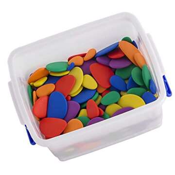 Rainbow Pebbles Classroom Set - Sorting and Stacking Stones - Mega Set Includes 252 Pebbles + Activity Cards + Spinners