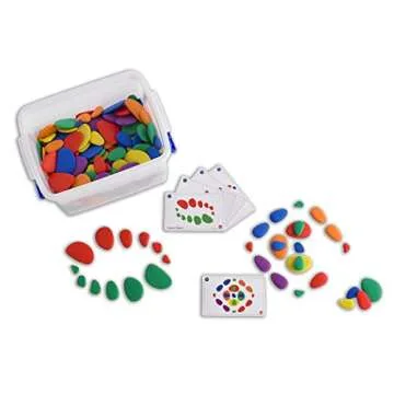 Rainbow Pebbles Classroom Set - Sorting and Stacking Stones - Mega Set Includes 252 Pebbles + Activity Cards + Spinners