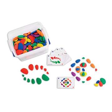 Rainbow Pebbles Classroom Set - Sorting and Stacking Stones - Mega Set Includes 252 Pebbles + Activity Cards + Spinners