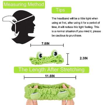 Jowmoy Green Frog Eye Elastic Headband - Versatile for Spa, Skincare, Makeup, Face Wash, Fun Gift for Women (1 Pack)