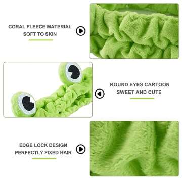 Jowmoy Green Frog Eye Elastic Headband - Versatile for Spa, Skincare, Makeup, Face Wash, Fun Gift for Women (1 Pack)