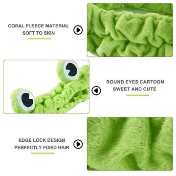Jowmoy Green Frog Eye Elastic Headband - Versatile for Spa, Skincare, Makeup, Face Wash, Fun Gift for Women (1 Pack)