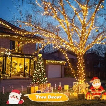 500 LED Warm White Christmas Lights Waterproof 173ft 8 Modes