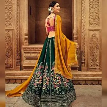 WEMERA Trends Stylish Green Silk Lehenga Choli for Parties