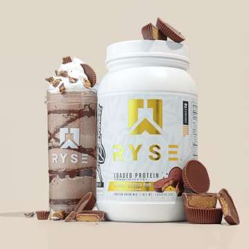 Ryse Loaded Protein Powder | 25g Whey Protein Isolate & Concentrate | with Prebiotic Fiber & MCTs | Low Carbs & Low Sugar | 27 Servings (Peanut Butter Cup)