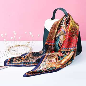 100% Silk Head Scarf for Women - 27" Hair Scarves Satin Bandanas Square for Night Sleeping with Gift Packed