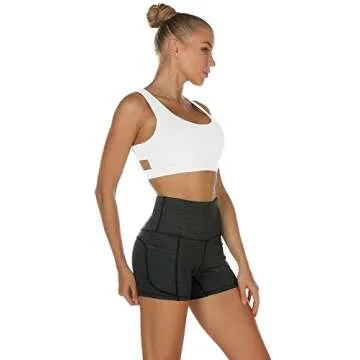 icyzone Strappy Sports Bra for Women - Supportive Gym Workout Yoga Bra with Removable Cups (S, Off White)