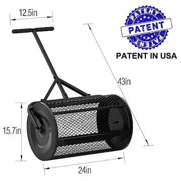 Walensee 24 Inch Compost Spreader - Durable Lightweight Spreader for Lawn & Garden Care