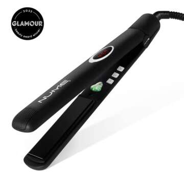 NuMe Megastar Hair Straightener Tourmaline Flat Iron–1 Inch Floating Plates with Negative Ion Boos...