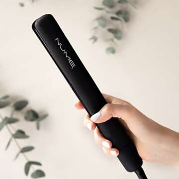 NuMe Megastar Hair Straightener Tourmaline Flat Iron–1 Inch Floating Plates with Negative Ion Booster, Infrared Light Strip, Ideal for All Hair Types – Ultra-Smooth and Shiny Results.