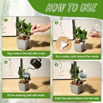 jiuhexuj Plant Watering Globes - 4Pack Hand-Blown Plant Watering Devices, Self Watering Globes Watering Globes for Indoor Plants Cactus Plant Watering Bulbs (White)