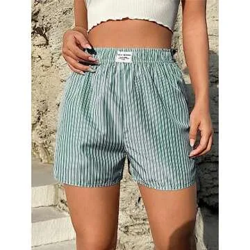 Trendy SOLY HUX Women's Striped High Waisted Shorts