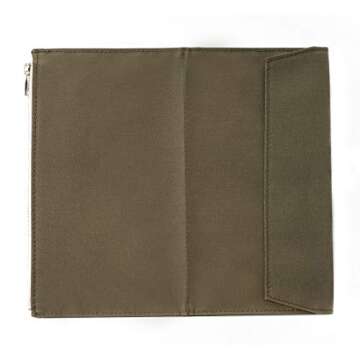 Moterm Canvas Zipper Pocket for Travelers Notebook, 1 Insert Pouch Refill for TN Accessories Standard Size Paper Card Holder Storage Bag (Olivegreen)