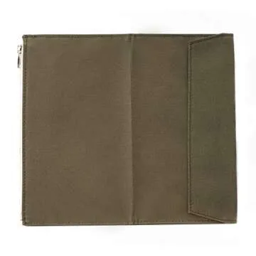 Moterm Canvas Zipper Pocket for Travelers Notebook, 1 Insert Pouch Refill for TN Accessories Standard Size Paper Card Holder Storage Bag (Olivegreen)