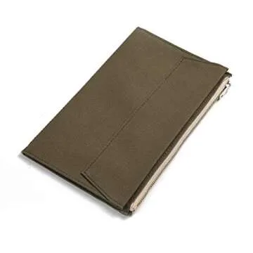 Moterm Canvas Zipper Pocket for Travelers Notebook, 1 Insert Pouch Refill for TN Accessories Standard Size Paper Card Holder Storage Bag (Olivegreen)