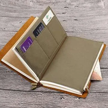 Moterm Canvas Zipper Pocket for Travelers Notebook, 1 Insert Pouch Refill for TN Accessories Standard Size Paper Card Holder Storage Bag (Olivegreen)