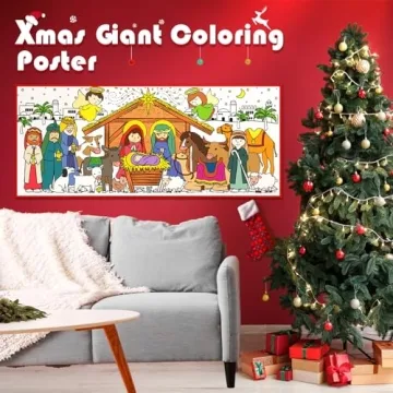 Tetor Giant Nativity Scene Coloring Poster for Christmas Fun