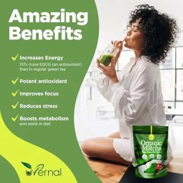 uVernal Organic Matcha Green Tea Powder - 100% Pure Matcha for Smoothies Latte and Baking Easy to Mix - 4oz Kosher Pareve