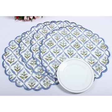 Ridhi Bo-ho Round Placemats - Stylish Cotton Set of 4