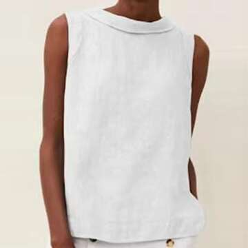 Generic Women Cotton Linen Sleeveless Crop Tank Tops for Casual Chic Elegance