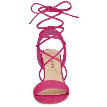 Allegra K Clear Strap Block Heel Hot Pink Sandals for Women