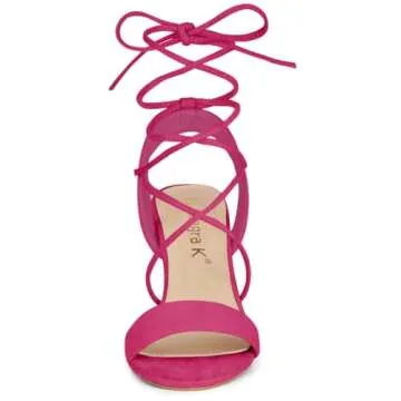 Allegra K Clear Strap Block Heel Hot Pink Sandals for Women