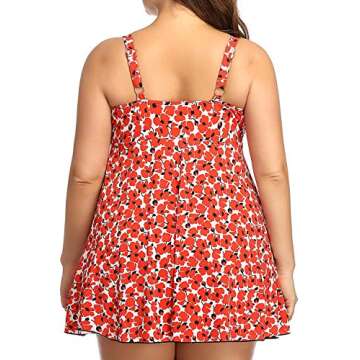 PERONA Women's Swimdress Plus Size Swimwear One Piece Swimsuit Floral Print Bathing Suit (US 26(Read...
