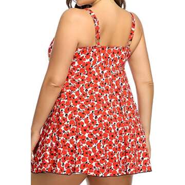Stylish PERONA Women's Plus Size Swimdress Floral Print